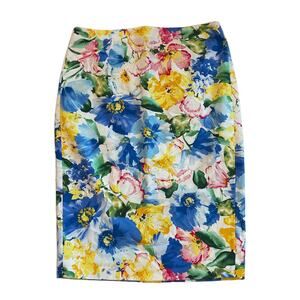 Polo Ralph Lauren Skirt Womens Size 6 Floral Pencil Straight Zip Back Stretch